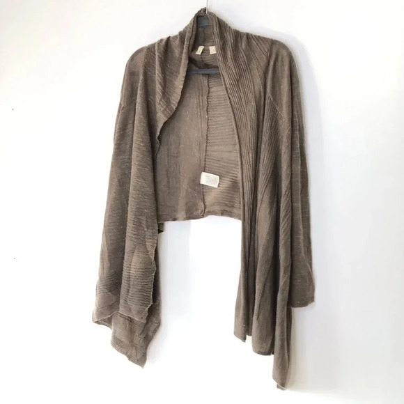 Anthropologie Moth Taupe Brown Lightweight Open Front Waterfall Cardigan Size M - Picture 11 of 11